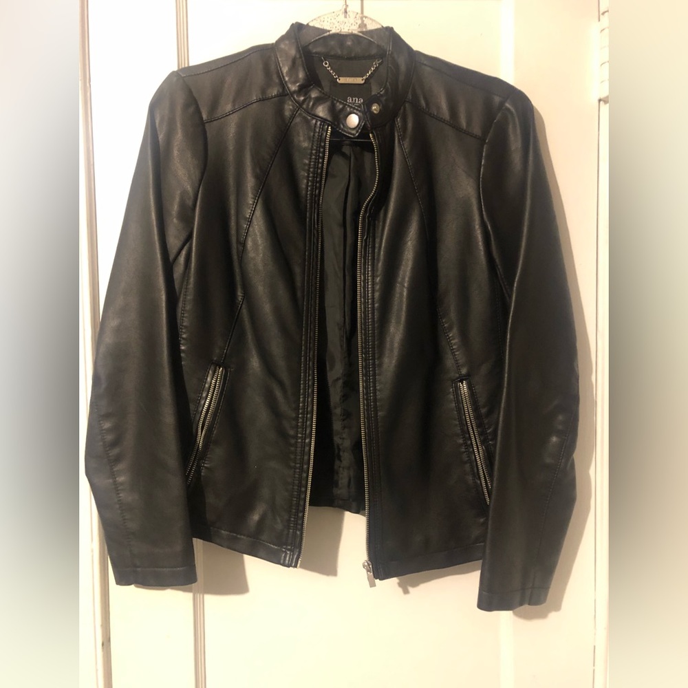 Black Faux Leather Jacket by Anna.